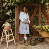 Salinas Skirt, Navy Seersucker