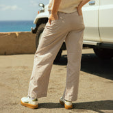 Striped Button Trouser, Brown and White Stripe