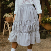 Salinas Skirt, Navy Seersucker