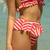 Red/White Stripe Peplum Bikini Bottoms