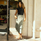 Cap Sleeve Ribbed Tee, Black