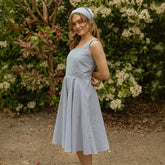 Sonata Dress, Navy Seersucker