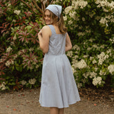 Sonata Dress, Navy Seersucker