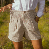 Harvest Shorts, Brown and White Stripe