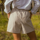 Harvest Shorts, Brown and White Stripe
