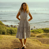Eden Dress, Navy Stripe