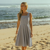 Sonata Dress, Navy Seersucker