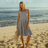Sonata Dress, Navy Seersucker