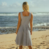 Sonata Dress, Navy Seersucker