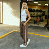 Trouser Track Pants, Coffee and Sugar Stripe