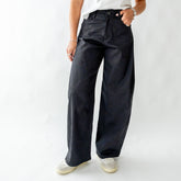 High Rise Barrel Pants, Black