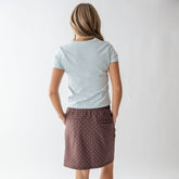 City Skirt, Brown/Blue Polka Dot