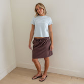 City Skirt, Brown/Blue Polka Dot
