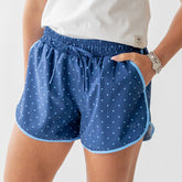 Varsity Shorts, Blue/Blue Polka Dot