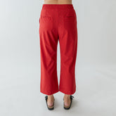 Audrey Mid Rise Wide Leg Pants, Red Polka Dot