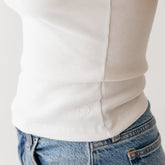 Cotton Rib Scoop Tank, White