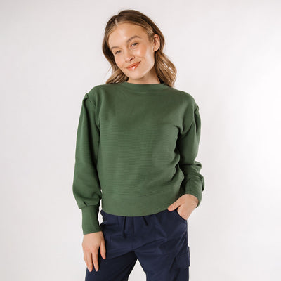 Atlas Ribbed Sweater, Emerald
