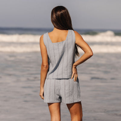 Eyelet Tank, Dusk Blue