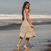Short Tiered Skirt, Dune