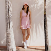 Doubles Tennis Dress, Pink Bliss/White