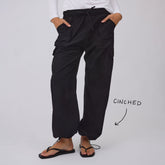 Drawcord Cargo Pants, Black