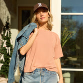 Perfect Oversized Ribbed Tee, Dusty Rose