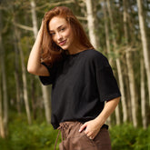 Perfect Oversized Ribbed Tee, Black