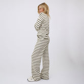 Striped Pants, Olive and Cream