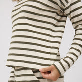 Striped Sweater, Olive and Cream