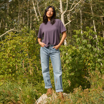 Perfect Oversized Ribbed Tee, Eggplant
