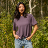 Perfect Oversized Ribbed Tee, Eggplant