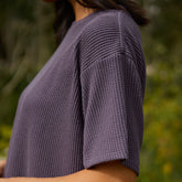 Perfect Oversized Ribbed Tee, Eggplant