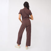 City Jumpsuit, Brown/Blue Polka Dot