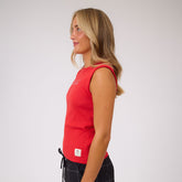 Utah High Neck Rib Cotton Tank, Red - Utah