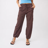 Drawcord Cargo Pants, Brown/Blue Polka Dot