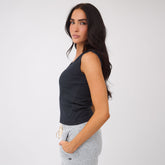 Cotton Rib Scoop Tank, Black