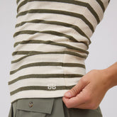 Puff Sleeve Tee, Olive and Cream Stripe