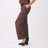 Audrey Trouser, Brown/Blue Polka Dot