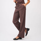 Audrey Trouser, Brown/Blue Polka Dot