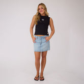 Utah High Neck Rib Cotton Tank, Black - UU