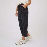 Audrey Wide Leg Pants, Black Windowpane
