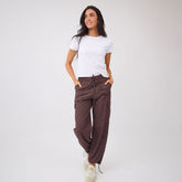 Drawcord Cargo Pants, Brown/Blue Polka Dot