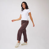 Drawcord Cargo Pants, Brown/Blue Polka Dot