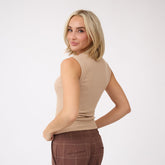 Cotton Rib Scoop Tank, Tan