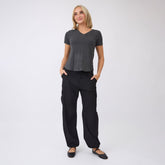 Basic V Neck Tee, Charcoal