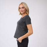 Basic V Neck Tee, Charcoal