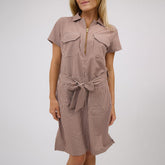 Vineyard Dress, Toffee Gingham