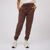 Destination Joggers, Brown/Cream Windowpane