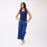 Cotton Rib Scoop Tank, Navy