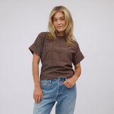 Boss Tee, Brown/Black Windowpane